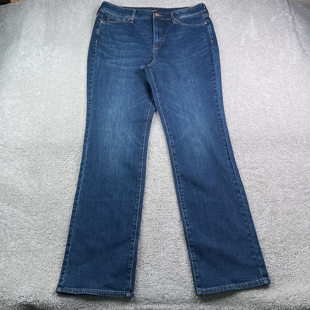 NYDJ Jean Womens 14 Tall Blue Marilyn Straight High Rise Stretch Denim